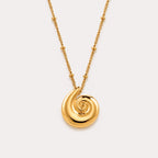 Curled Shell Pendant Necklace, 18K Gold PVD Steel