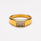 Three Baguette Stone Signet Ring, Steel