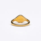 Round Sunburst Signet Ring, Steel