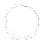 White Enamel Double Layer Choker, 40 cm