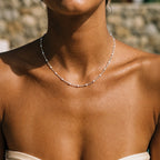 White Enamel Bead Choker, 39–44 cm