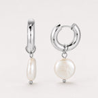Chunky Freshwater Pearl Hoop Earrings, 18 mm