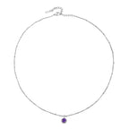 Round CZ Birthstone Necklace, 9 mm