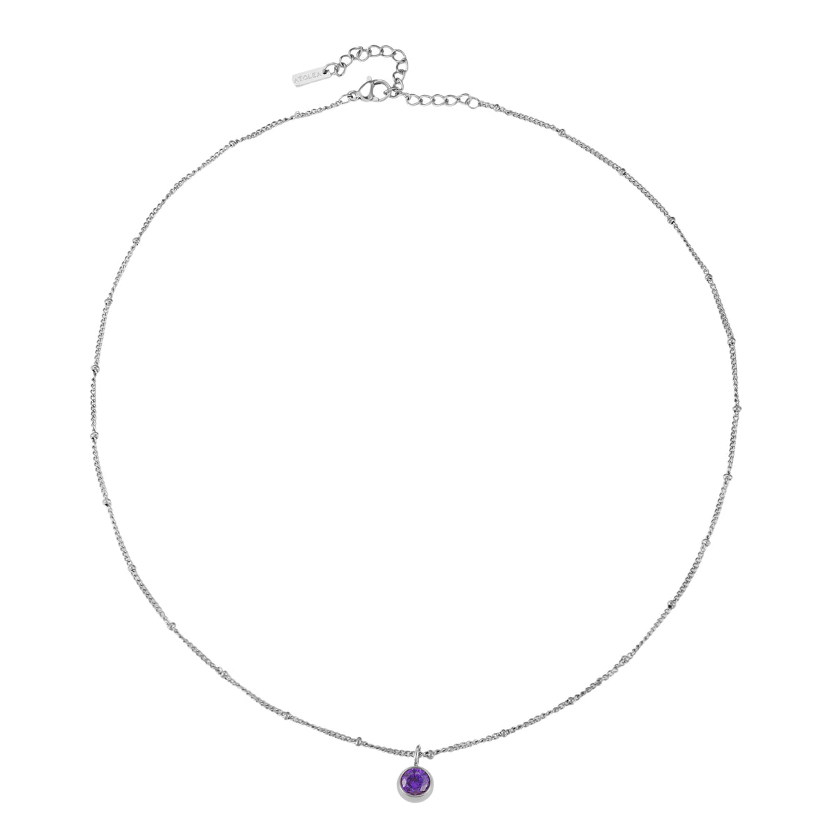 Round CZ Birthstone Necklace, 9 mm