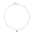 Round CZ Birthstone Necklace, 9 mm