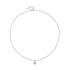 Round CZ Birthstone Necklace, 9 mm