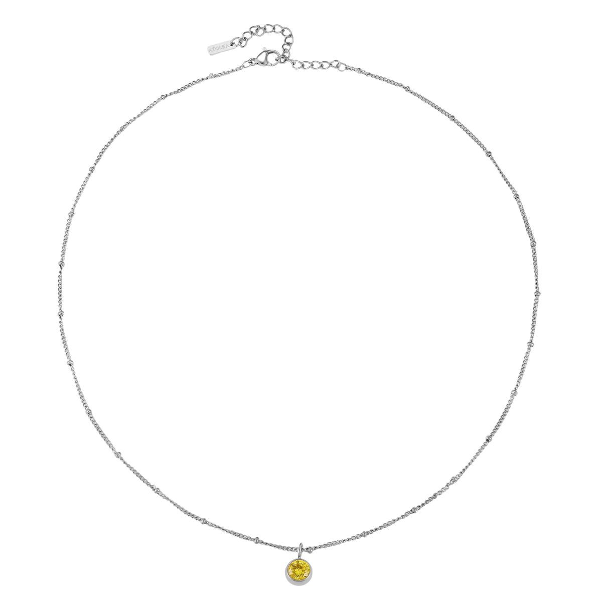 Round CZ Birthstone Necklace, 9 mm