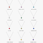 Round CZ Birthstone Necklace, 9 mm