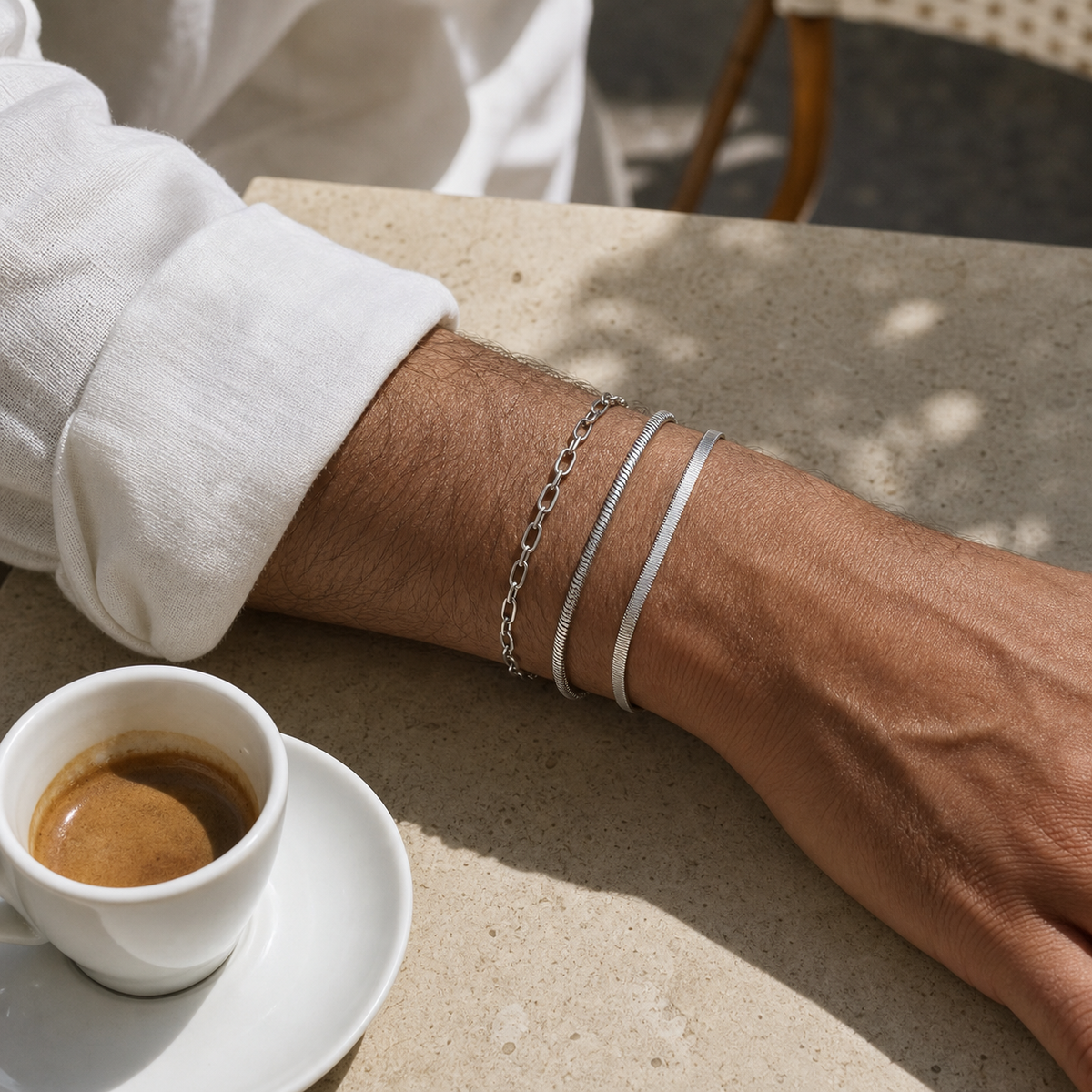Silver Stainless Steel Chain Bracelet Collection 22