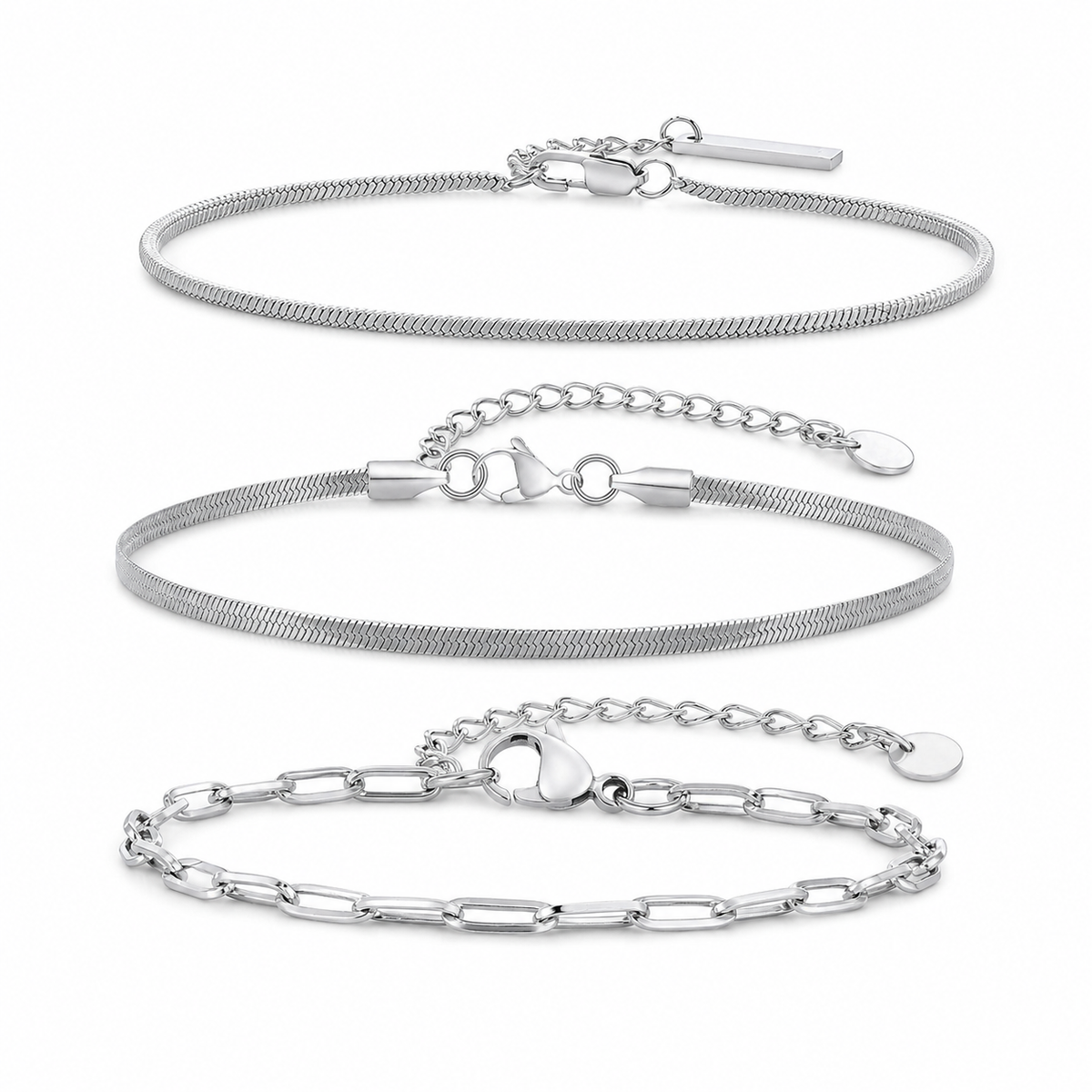 Silver Stainless Steel Chain Bracelet Collection 4