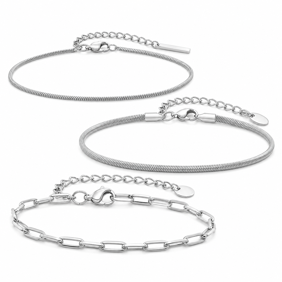 Silver Stainless Steel Chain Bracelet Collection 1