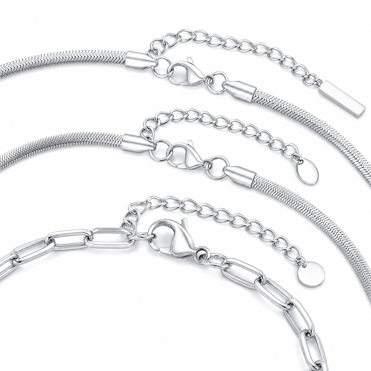 Silver Stainless Steel Chain Bracelet Collection 3