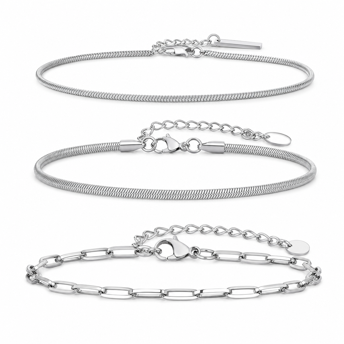 Silver Stainless Steel Chain Bracelet Collection 2