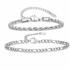 Silver Stainless Steel Chain Bracelet Collection 18