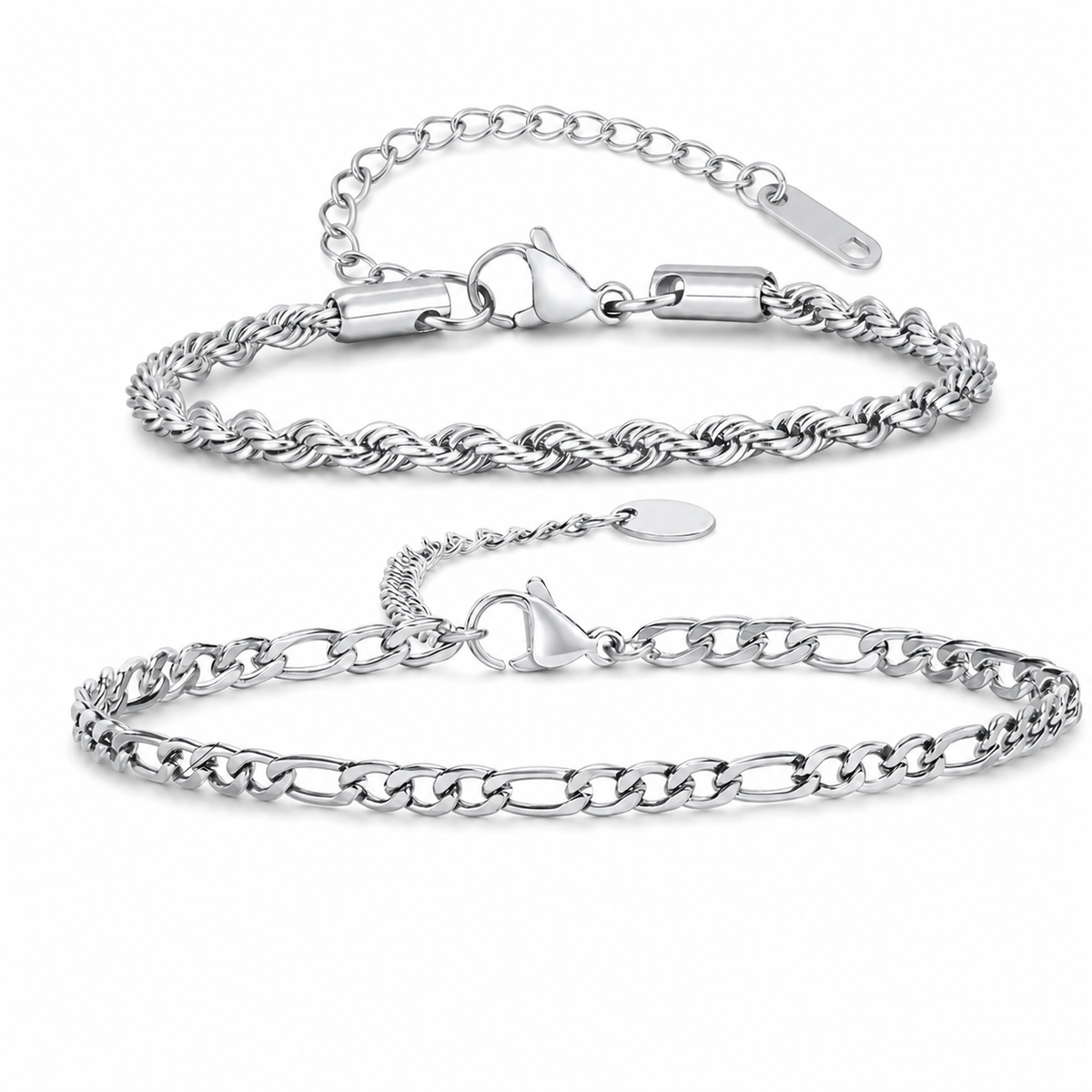 Silver Stainless Steel Chain Bracelet Collection 18