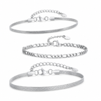 Silver Stainless Steel Chain Bracelet Collection 14