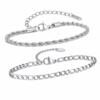 Silver Stainless Steel Chain Bracelet Collection 20