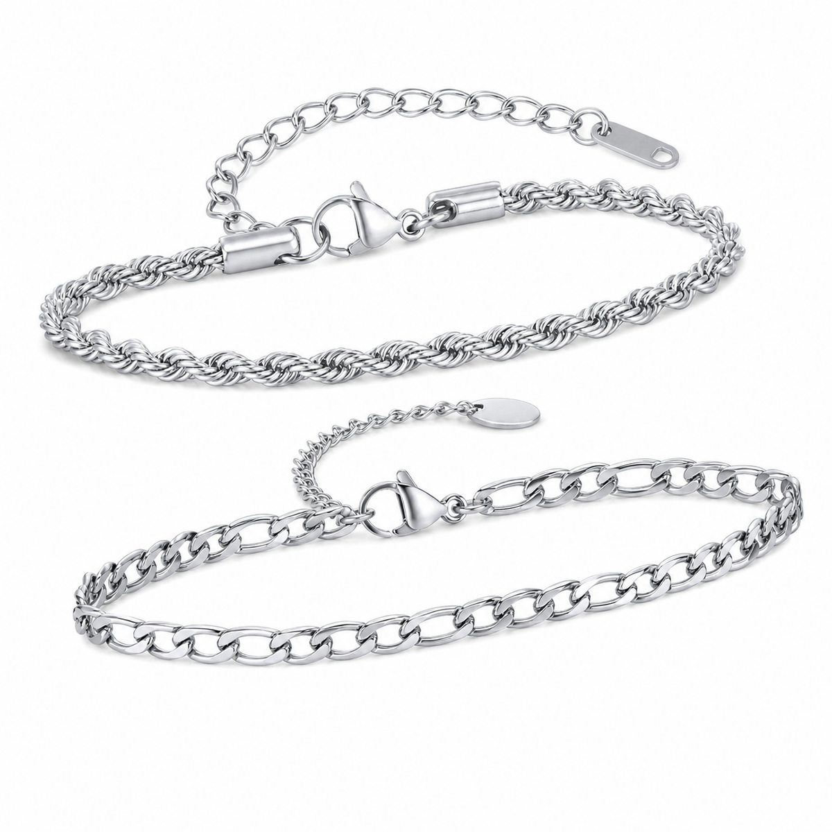 Silver Stainless Steel Chain Bracelet Collection 20