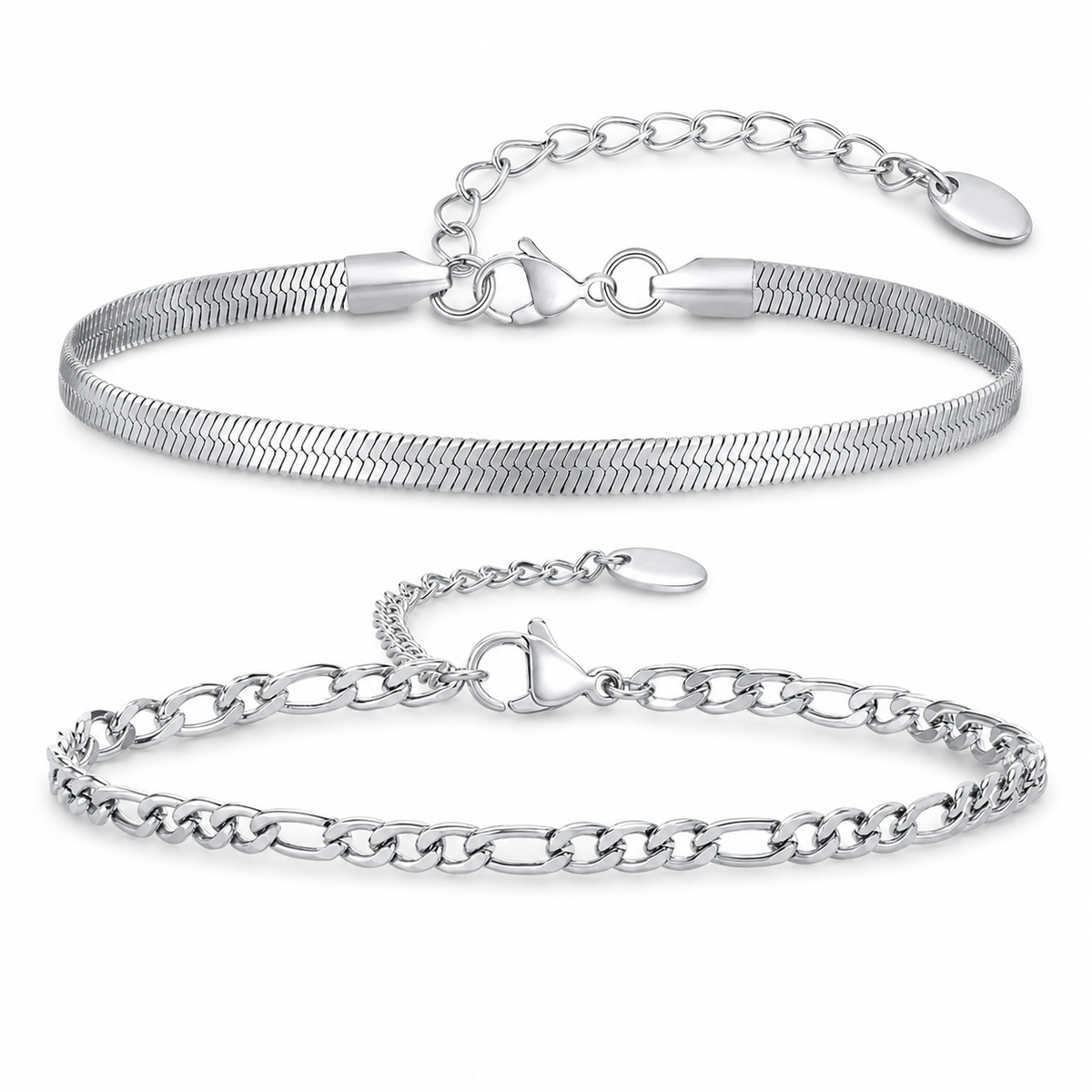 Silver Stainless Steel Chain Bracelet Collection 5