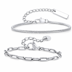 Silver Stainless Steel Chain Bracelet Collection 6
