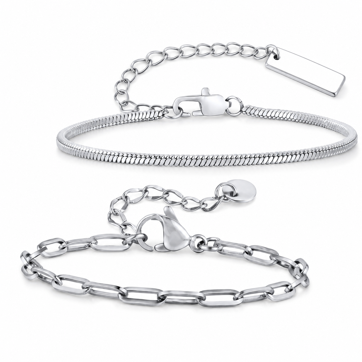 Silver Stainless Steel Chain Bracelet Collection 6