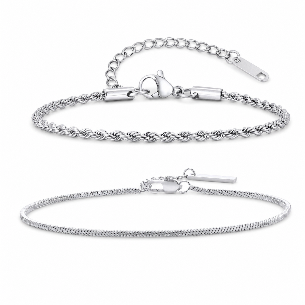 Silver Stainless Steel Chain Bracelet Collection 8