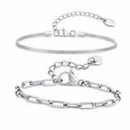 Silver Stainless Steel Chain Bracelet Collection 9