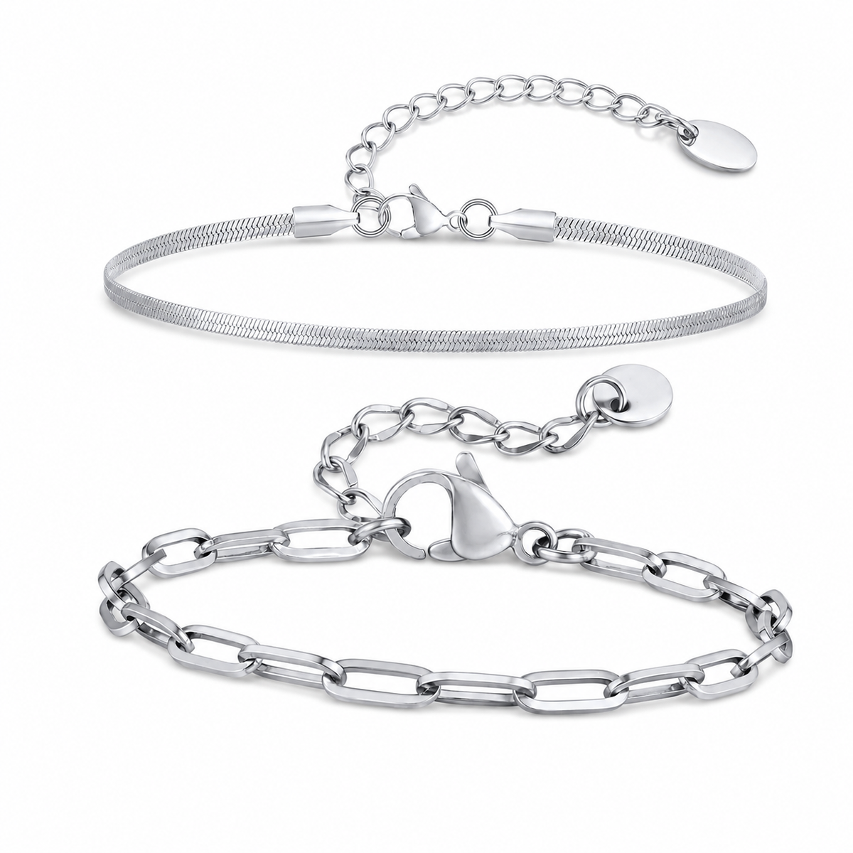 Silver Stainless Steel Chain Bracelet Collection 9