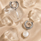 Chunky Freshwater Pearl Hoop Earrings, 18 mm