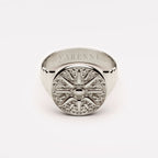 Engraved Sun Disc Signet Ring, Steel