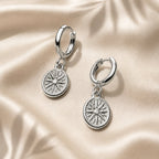 Sun Disc Charm Hoop Earrings, 8 mm