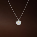 Compass Zircon Pendant Necklace, 16 mm, Steel