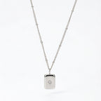 Star-Set Zirconia Tag Necklace — Starlight