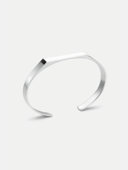 Faceted Open Cuff Bracelet, 5 mm, Platinum-Plated Steel