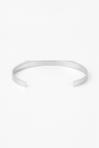 Faceted Open Cuff Bracelet, 5 mm, Platinum-Plated Steel