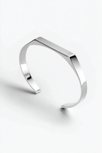 Faceted Open Cuff Bracelet, 5 mm, Platinum-Plated Steel