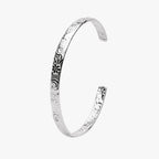Floral Engraved Open Cuff Bracelet, Steel — Flora