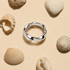 Sculpted Wavy Band Ring, Steel — Dune