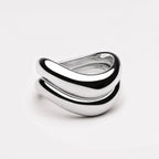 Two Sculpted Wave Rings Set — Double Trouble