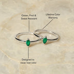 Green Marquise Stone Solitaire Ring, Steel
