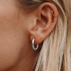Hammered Hoop Earrings, 17 mm