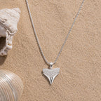 Zircon Shark Tooth Pendant Necklace, 18 mm