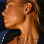 Zirconia Huggie Hoop Earrings, 13 mm