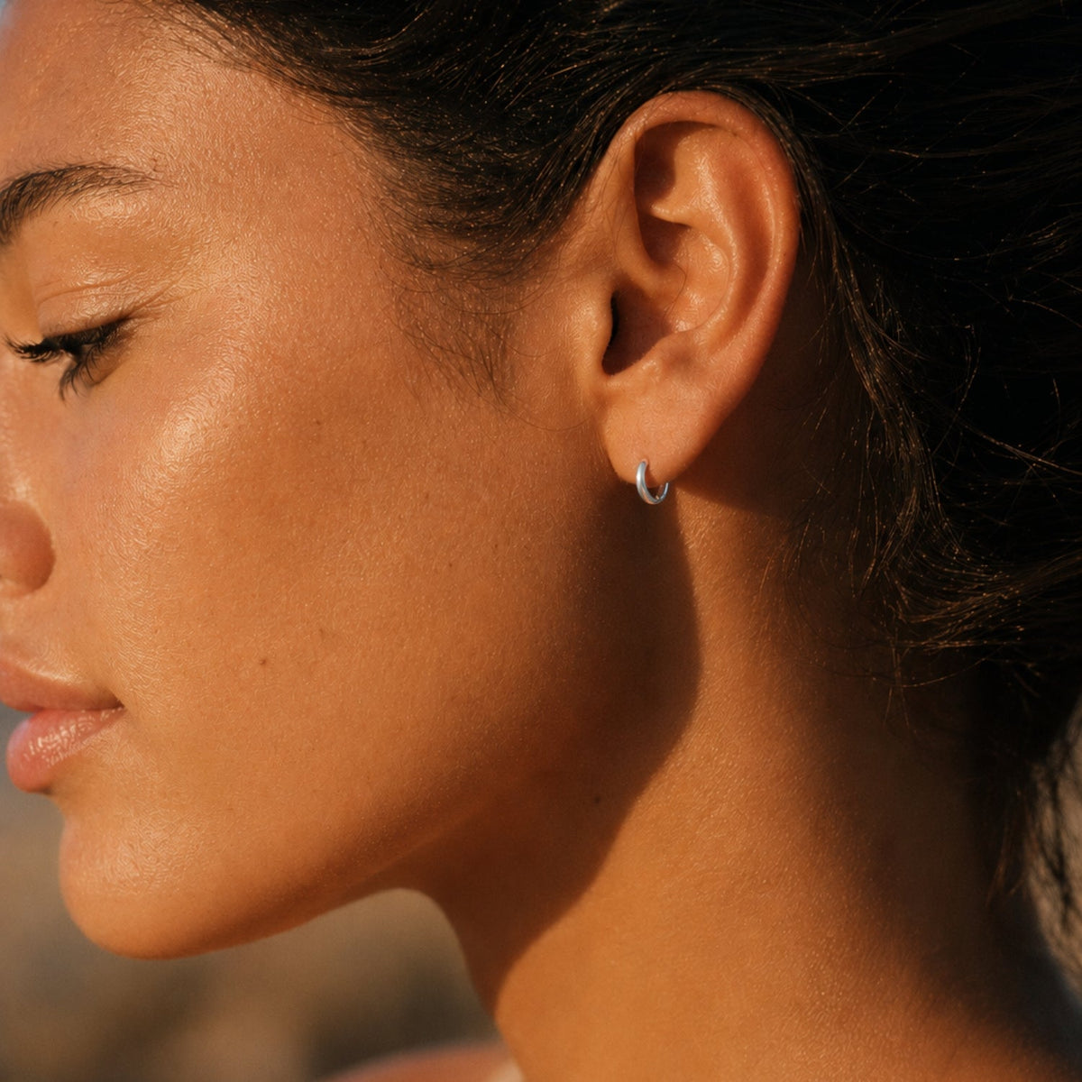 Tiny Plain Huggie Hoops, 8 mm Inside Diameter
