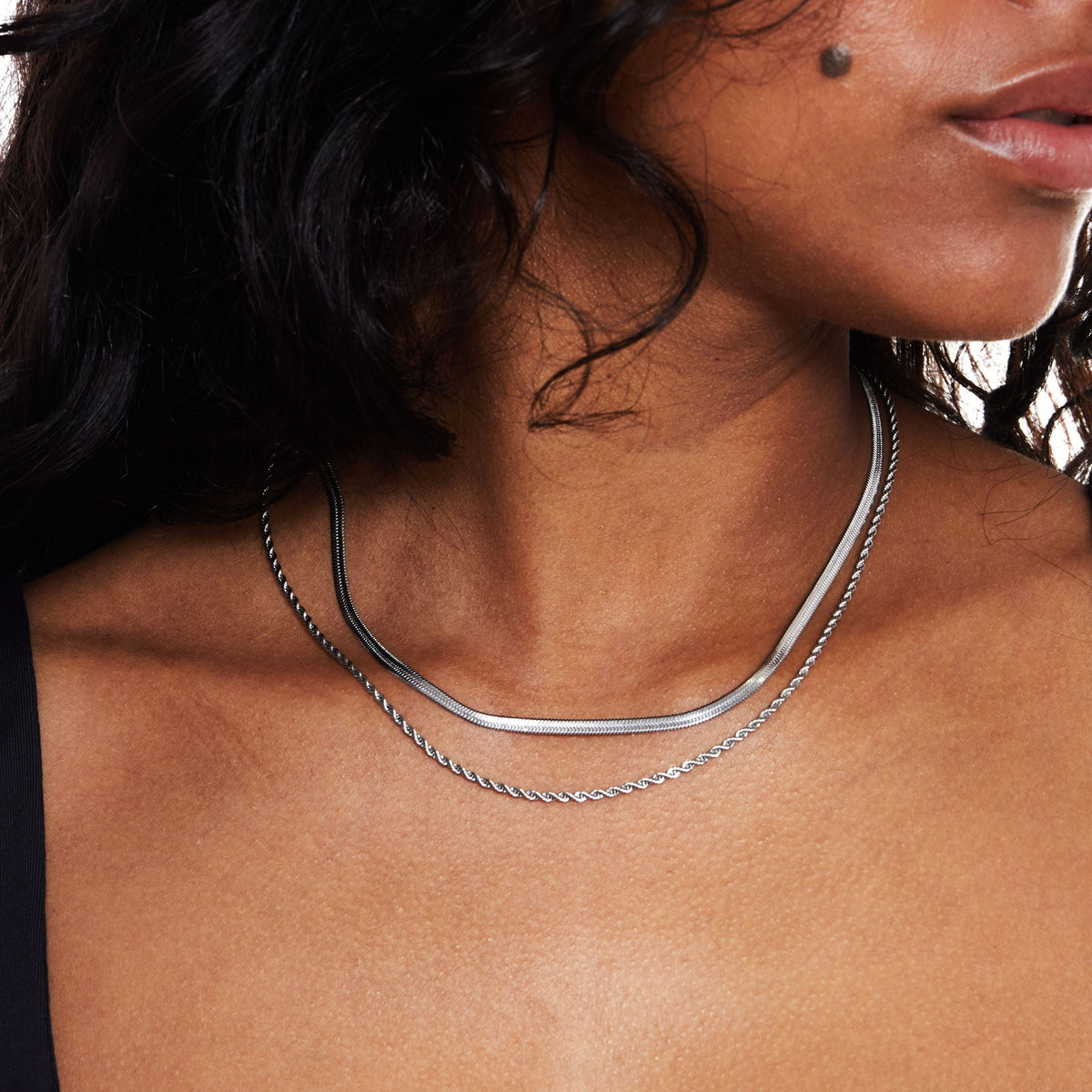 Herringbone and Rope Layered Necklace — Ios
