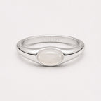 Oval Moonstone Ring, Stainless Steel