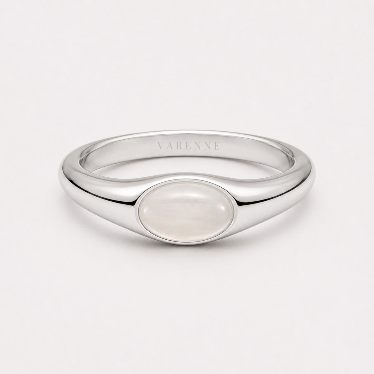 Oval Moonstone Ring, Stainless Steel