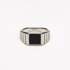 Black Onyx Ribbed Signet Ring — Kaya