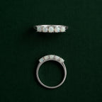 Opal Row Band Ring, Stainless Steel