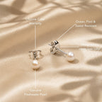 Freshwater Pearl Stud Earrings, 4 mm